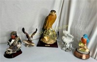 Nice Ceramic Bird Lot Hawk, Eagle Owls & More