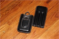 Leather cigar case and cutter