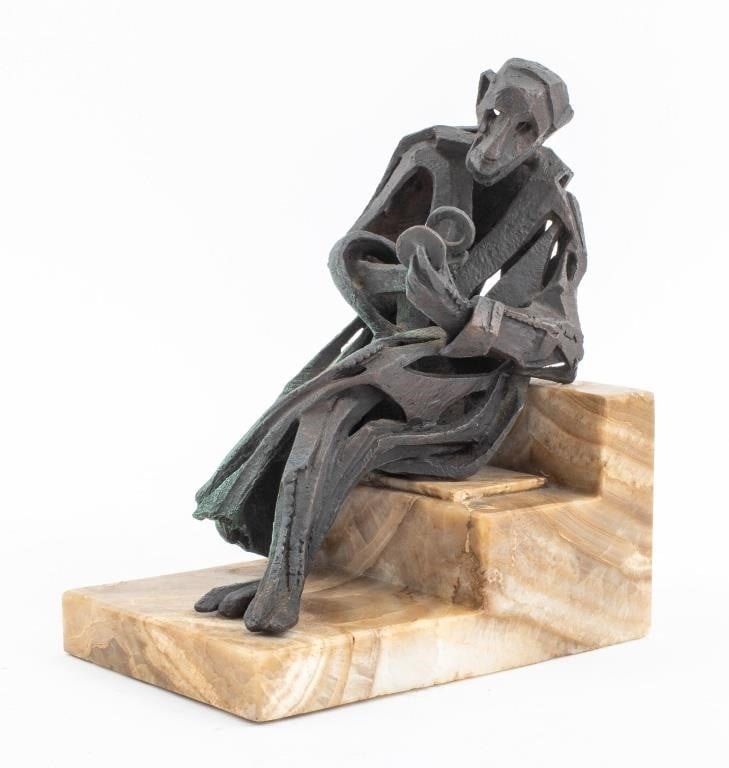 Brutalist "The Collector" Bronze Sculpture
