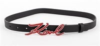Karl Lagerfeld Black Leather Belt