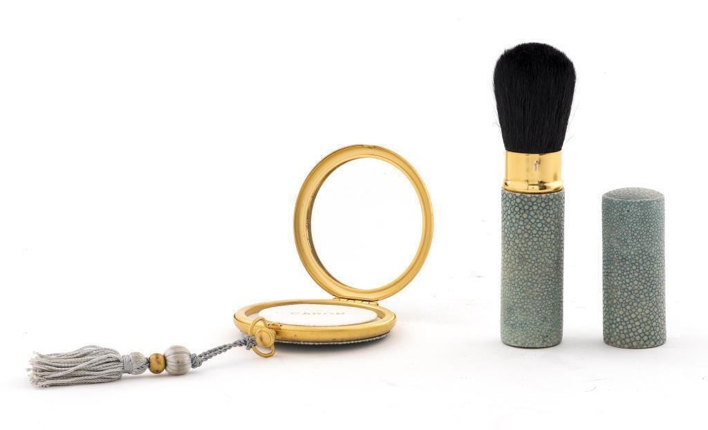 Caron Faux Shagreen Compact and Brush