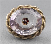 Victorian Carved Amethyst Garnet Inset Brooch