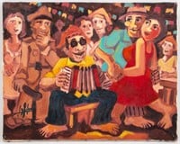 J.B. Da Silva Samba Dance Scene Oil on Canvas