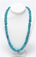 Native American Indian Silver & Turquoise Necklace