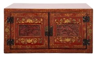 Chinese Parcel Gilt Red Lacquer Cabinet