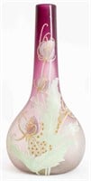 Art Nouveau Enameled Ombre Glass Cabinet Vase