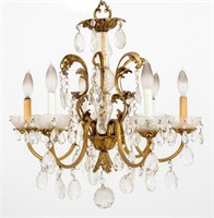 Louis XV Style Glass Baluster 6-Light Chandelier