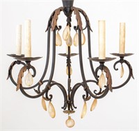 Italian Iron & Tole Peinte 5-Light Chandelier