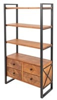 Industrial Loft Style Wood & Metal Bookcase