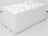 Modern White Faux Leather Ottoman Bench