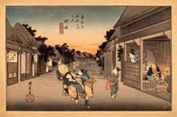 Hiroshige "Goyu Tabibito Tomeonna" Woodblock