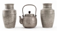 Chinese Pewter Tea Service Items, 3