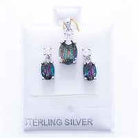 925 Sterling Silver Genuine MYSTIC TOPAZ Earring &