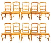 French Provincial Style Oak Dining Chairs, 10