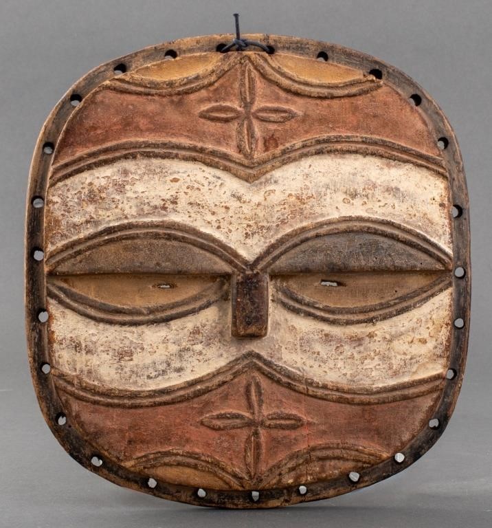 African Eket Carved and Painted Wood Mask
