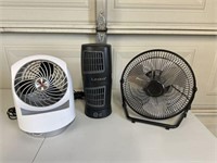 Three table top fans