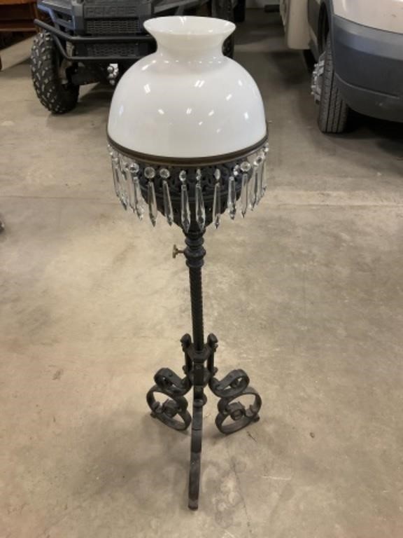 Vintage Wrought Iron 43" Lamp w/ Prisms