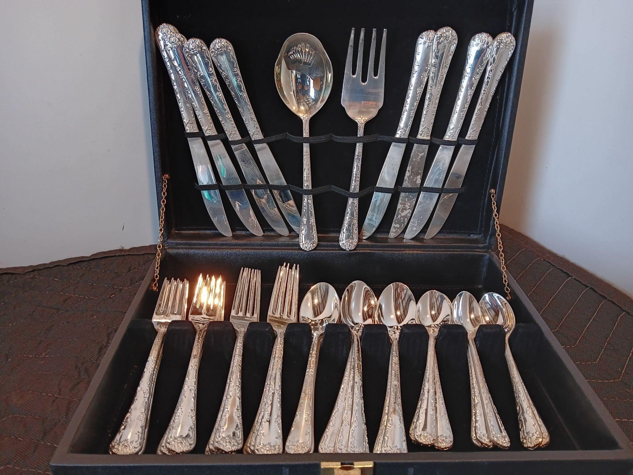 WM. Rogers & Son Silver Plated Flatware Set for 8.