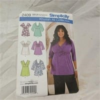 2010 Simplicity Sewing Pattern 2409 Womens Tops