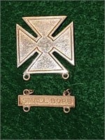 vtg sterling military small bore cross medal pin