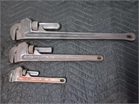 Lot of 3 Heavy Duty Ridgid Pipe Wrenches