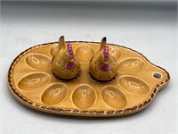 Vintage Deviled Egg Tray Chicken S&P Shakers Japan