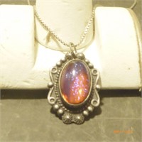 Sterling silver necklace with opal pendant
