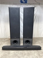 KLH audio systems floor speakers and Insignia