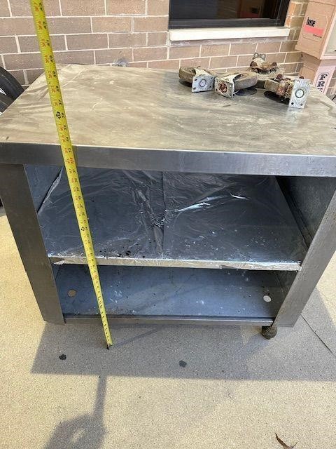 SS Top Table, 36”L, 24”D, 33”T, w/ (4) Casters