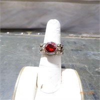 Sterling silver ring with redstone