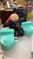 Cabbage patch doll and 2 cabbage patch toilets