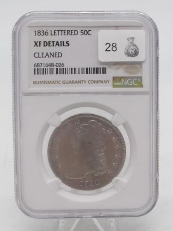 1836 NGC XF DETAILS CLEANED CAPPED BUST 50C