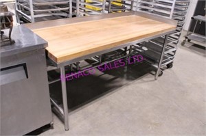 1X, 72"X30" BUTCHER BLOCK TOP TABLE W/ S/S FRAME