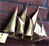 Gold Metal Sail Boat Decor