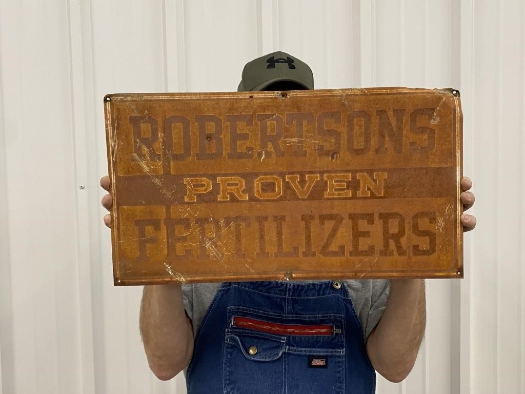 Vintage Robertsons Fertilizer Metal Sign