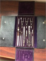 Vintage Drafting Set with case and tools