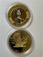 JFK & Jackie Kennedy Comm 24k Layered Coins x2
