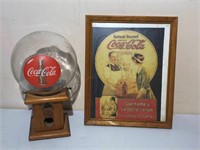 Coca-Cola Candy Dispenser & Framed Advertising