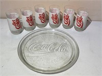 6 Diet Coke Glasses & Coca-Cola Platter