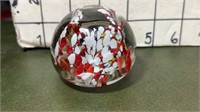 Hand blown Paper weight with flowers 2x3 India