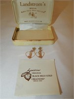 10k Black Hills Gold Post Earrings Original Box