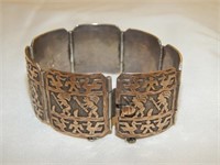 Guatemala 900 Silver Mayan Panel Bracelet 47.46g