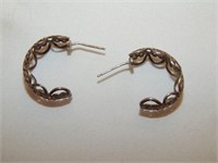 Sterling Filigree Lace Hoop Earrings 2.92g