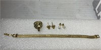 Bracelet 7 inch, horse ring Sz 5 , earrings