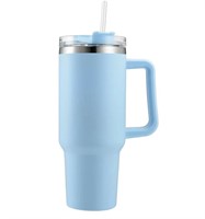 QTY 2 Stainless Steel Tumblers w/Straw in Sky Blue