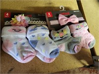 2  packs 8 prs total  infant socks with headband
