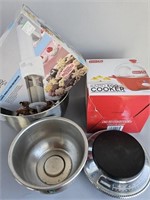 Kitchen Lot Cookie Press, Scale, Metal Bowls,