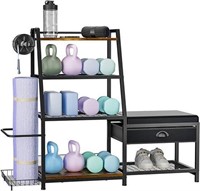 Home Gym Storage Rack with Bench