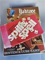 Vintage Board Games - Yahtzee, Spill & Spell,
