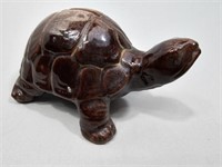 Vintge Fired Red Clay Turtle Coin Bank